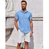 imageCOOFANDY Mens Button Down Shirt Short Sleeve Casual Shirt for Men Summer Business Casual Dress ShirtBlue