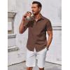 imageCOOFANDY Mens Button Down Shirt Short Sleeve Casual Shirt for Men Summer Business Casual Dress ShirtBrown