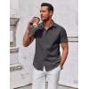 imageCOOFANDY Mens Button Down Shirt Short Sleeve Casual Shirt for Men Summer Business Casual Dress ShirtDark Grey