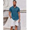imageCOOFANDY Mens Button Down Shirt Short Sleeve Casual Shirt for Men Summer Business Casual Dress ShirtDenim Blue