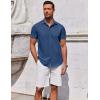 imageCOOFANDY Mens Button Down Shirt Short Sleeve Casual Shirt for Men Summer Business Casual Dress ShirtPacifico