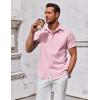 imageCOOFANDY Mens Button Down Shirt Short Sleeve Casual Shirt for Men Summer Business Casual Dress ShirtPink