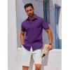 imageCOOFANDY Mens Button Down Shirt Short Sleeve Casual Shirt for Men Summer Business Casual Dress ShirtViolet