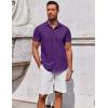 imageCOOFANDY Mens Button Down Shirt Short Sleeve Casual Shirt for Men Summer Business Casual Dress ShirtViolet