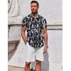 imageCOOFANDY Mens Button Down Shirt Short Sleeve Casual Shirt for Men Summer Business Casual Dress ShirtWhiteblack Abstract