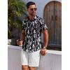 imageCOOFANDY Mens Button Down Shirt Short Sleeve Casual Shirt for Men Summer Business Casual Dress ShirtWhiteblack Abstract