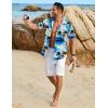 imageCOOFANDY Mens Button Down Shirt Short Sleeve Casual Shirts Beach Summer Linen Shirts Wedding Vacation ShirtBlue Sea