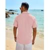 imageCOOFANDY Mens Button Down Shirt Short Sleeve Casual Shirts Beach Summer Linen Shirts Wedding Vacation ShirtPink