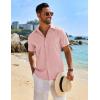 imageCOOFANDY Mens Button Down Shirt Short Sleeve Casual Shirts Beach Summer Linen Shirts Wedding Vacation ShirtPink
