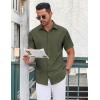 imageCOOFANDY Mens Button Down Shirt Short Sleeve Dress Shirt Casual Beach Summer Wedding ShirtArmy Green