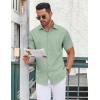 imageCOOFANDY Mens Button Down Shirt Short Sleeve Dress Shirt Casual Beach Summer Wedding ShirtLight Greenflower