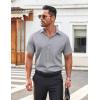 imageCOOFANDY Mens Button Down Shirt Short Sleeve Dress Shirt Casual Beach Summer Wedding ShirtLight Grey