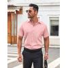 imageCOOFANDY Mens Button Down Shirt Short Sleeve Dress Shirt Casual Beach Summer Wedding ShirtLight Pink