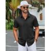 imageCOOFANDY Mens Button Down Shirts Lightweight Breathable Short Sleeve Shirt Summer Beach TopBlack