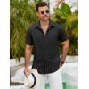 imageCOOFANDY Mens Button Down Shirts Lightweight Breathable Short Sleeve Shirt Summer Beach TopBlack