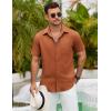 imageCOOFANDY Mens Button Down Shirts Lightweight Breathable Short Sleeve Shirt Summer Beach TopCaramel