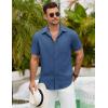 imageCOOFANDY Mens Button Down Shirts Lightweight Breathable Short Sleeve Shirt Summer Beach TopDenim Blue