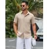 imageCOOFANDY Mens Button Down Shirts Lightweight Breathable Short Sleeve Shirt Summer Beach TopKhaki