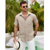 imageCOOFANDY Mens Button Down Shirts Lightweight Breathable Short Sleeve Shirt Summer Beach TopKhaki