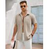 imageCOOFANDY Mens Button Down Shirts Lightweight Breathable Short Sleeve Shirt Summer Beach TopKhaki