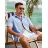 imageCOOFANDY Mens Button Down Shirts Lightweight Breathable Short Sleeve Shirt Summer Beach TopLight Blue