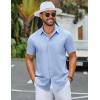 imageCOOFANDY Mens Button Down Shirts Lightweight Breathable Short Sleeve Shirt Summer Beach TopLight Blue