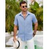 imageCOOFANDY Mens Button Down Shirts Lightweight Breathable Short Sleeve Shirt Summer Beach TopLight Blue