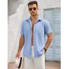 imageCOOFANDY Mens Button Down Shirts Lightweight Breathable Short Sleeve Shirt Summer Beach TopLight Blue