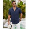 imageCOOFANDY Mens Button Down Shirts Lightweight Breathable Short Sleeve Shirt Summer Beach TopNavy Blue