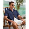 imageCOOFANDY Mens Button Down Shirts Lightweight Breathable Short Sleeve Shirt Summer Beach TopNavy Blue