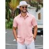 imageCOOFANDY Mens Button Down Shirts Lightweight Breathable Short Sleeve Shirt Summer Beach TopPink