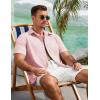 imageCOOFANDY Mens Button Down Shirts Lightweight Breathable Short Sleeve Shirt Summer Beach TopPink
