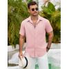 imageCOOFANDY Mens Button Down Shirts Lightweight Breathable Short Sleeve Shirt Summer Beach TopPink