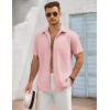 imageCOOFANDY Mens Button Down Shirts Lightweight Breathable Short Sleeve Shirt Summer Beach TopPink