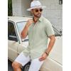 imageCOOFANDY Mens Button Down Shirts Lightweight Breathable Short Sleeve Shirt Summer Beach TopSage Green