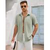 imageCOOFANDY Mens Button Down Shirts Lightweight Breathable Short Sleeve Shirt Summer Beach TopSage Green