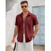 imageCOOFANDY Mens Button Down Shirts Lightweight Breathable Short Sleeve Shirt Summer Beach TopWine Red
