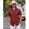 imageCOOFANDY Mens Button Down Shirts Lightweight Breathable Short Sleeve Shirt Summer Beach TopWine Red