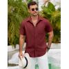 imageCOOFANDY Mens Button Down Shirts Lightweight Breathable Short Sleeve Shirt Summer Beach TopWine Red