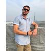 imageCOOFANDY Mens Button Down Shirts Short Sleeve Casual Linen Shirts for Men Summer Beach Wedding ShirtLight Denim Blue