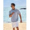 imageCOOFANDY Mens Button Down Shirts Short Sleeve Casual Linen Shirts for Men Summer Beach Wedding ShirtLight Denim Blue
