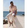 imageCOOFANDY Mens Button Down Shirts Short Sleeve Casual Linen Shirts for Men Summer Beach Wedding ShirtPink
