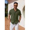 imageCOOFANDY Mens Button Down Shirts Short Sleeve Casual Shirt Summer Untucked Dress ShirtsArmy Green