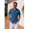 imageCOOFANDY Mens Button Down Shirts Short Sleeve Casual Shirt Summer Untucked Dress ShirtsBlue