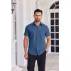 imageCOOFANDY Mens Button Down Shirts Short Sleeve Casual Shirt Summer Untucked Dress ShirtsBlue