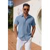 imageCOOFANDY Mens Button Down Shirts Short Sleeve Casual Shirt Summer Untucked Dress ShirtsCaptain Blue