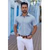 imageCOOFANDY Mens Button Down Shirts Short Sleeve Casual Shirt Summer Untucked Dress ShirtsGeometric Blue