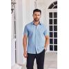 imageCOOFANDY Mens Button Down Shirts Short Sleeve Casual Shirt Summer Untucked Dress ShirtsGeometric Blue