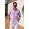 imageCOOFANDY Mens Button Down Shirts Short Sleeve Casual Shirt Summer Untucked Dress ShirtsLavender