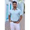 imageCOOFANDY Mens Button Down Shirts Short Sleeve Casual Shirt Summer Untucked Dress ShirtsLight Blue
